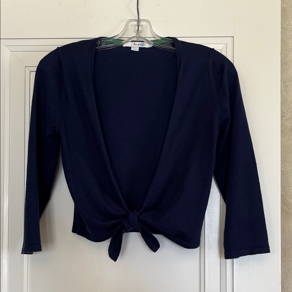 Boden Front Tie Cardigan Sweater Navy Blue Size 4